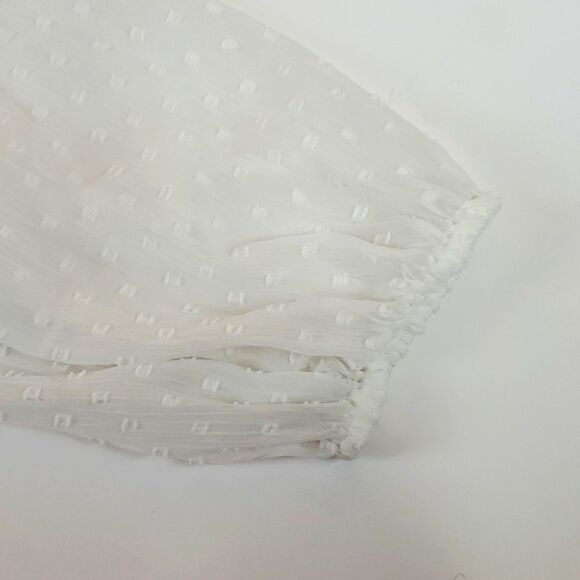 ABERCROMBIE & FITCH White Clip Dot Balloon Sleeves Bodysuit Blouse Size S - Picture 5 of 10